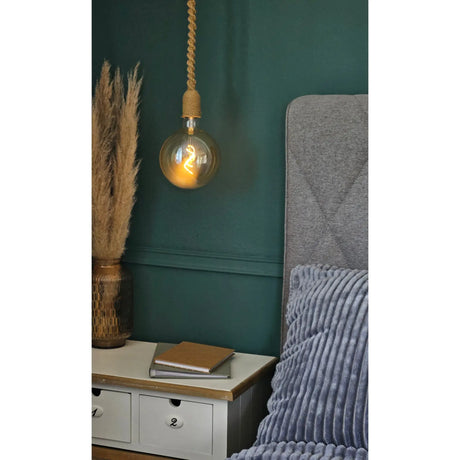 Hängelampe LED Braun Seil Macrame Hängeleuchte Timer Fernbedienung Ø15cm Lampe - Hängelampe
