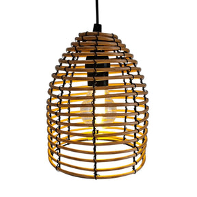 Hängeleuchte LED Rattan Optik Außen Innenbereich 18x16 cm Gartenbeleuchtung - Hängeleuchte