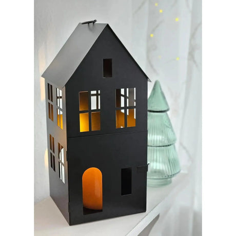 Haus Metall schwarz Dekoration meinposten 3 Set Laternen Windlicht - Windlicht Laternenhäuser