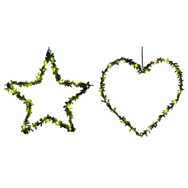 Herz Stern Fenster LED Silhouette Warmweiß Weihnachtsbeleuchtung 30cm Deko grün - Weihnachtsbeleuchtung