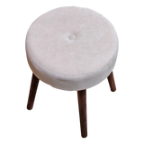 Hocker Fußhocker Polsterhocker Cord Holzbeine Sitzhocker rund beige 35x45 cm - Hocker