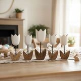 Holzblumen Dekoration aus Mangoholz 5er Set – Deko Blumen aus Holz 14–18 cm - Blumen