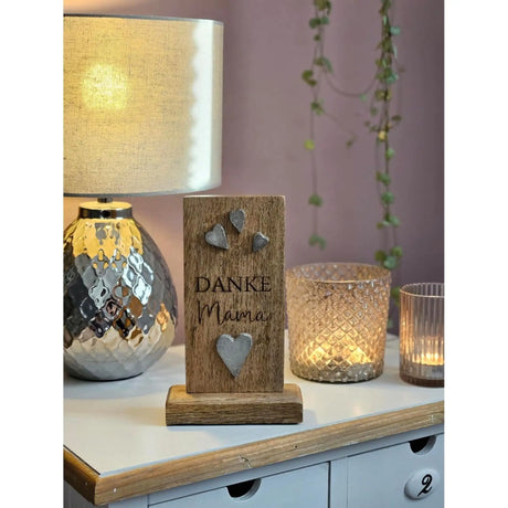 Holzschild MAMA Holztafel Geschenk Muttertag Mutter Schild Mangoholz Höhe 20 cm - Holzschild