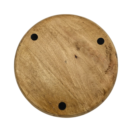 Holzteller Deko Teller Kerzenteller rund 22 o 30 cm Blattmuster braun Mangoholz dekobrett - Dekoteller