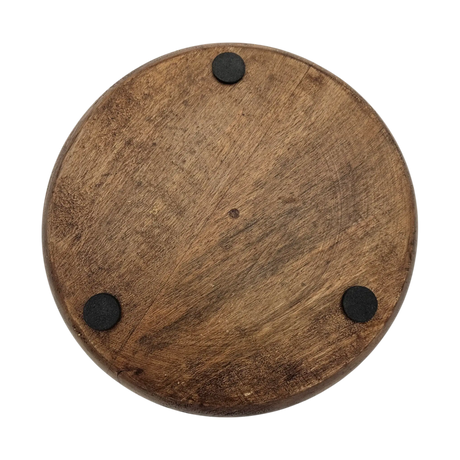 Holzteller Deko Teller Kerzenteller rund 22 o 30 cm Blattmuster braun Mangoholz dekobrett - Dekoteller