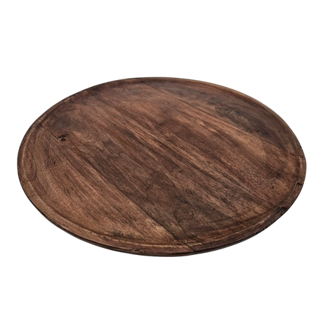 Holzteller Dekoteller rund hellbraun dunkelbraun 37 cm Kerzenteller Mangoholz - Dekoteller