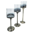 Kerzenleuchter aus Glas 3er Set Kerzenglas Windlicht Weihnachten silber Stumpenkerzen - Kerzenhalter