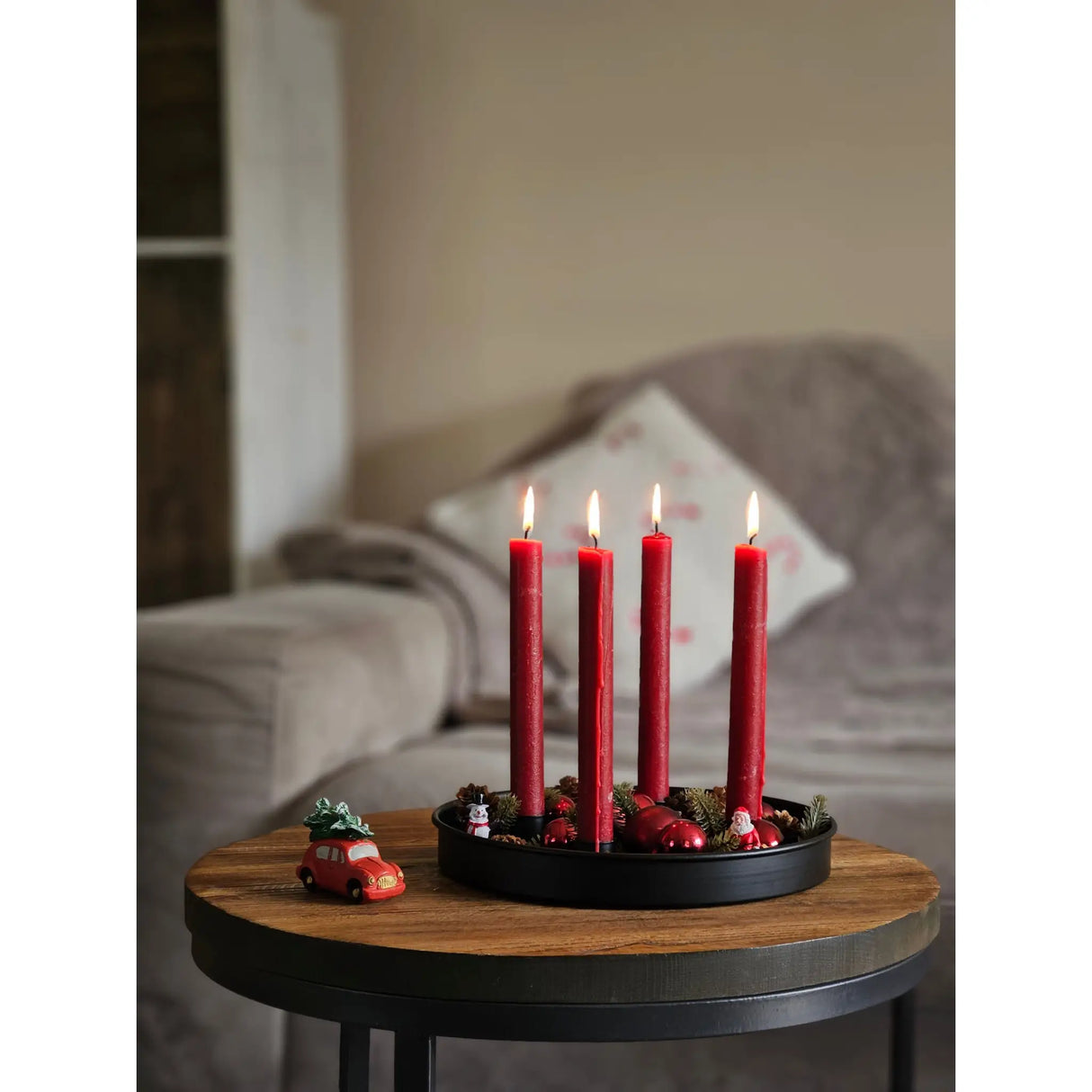 Kerzenteller Kerzentablett magnetische Kerzenhalter Tablett schwarz Metall 25 cm - Kerzenhalter