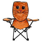 Kinderstuhl Campingstuhl Anglerstuhl Klappbar Affe Forsch Elefant Katze Getränkehalter - Katze orange - Campingstuhl