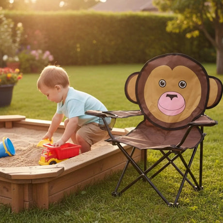 Kinderstuhl Campingstuhl Anglerstuhl Klappbar Affe Forsch Elefant Katze Getränkehalter - Campingstuhl für Kinder