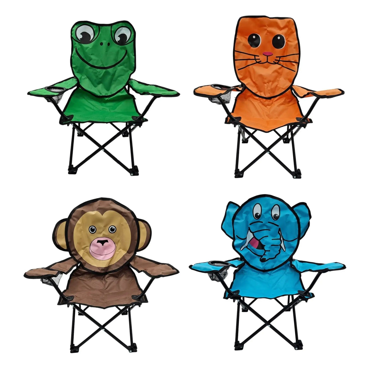 Kinderstuhl Campingstuhl Anglerstuhl Klappbar Affe Forsch Elefant Katze Getränkehalter - Campingstuhl für Kinder