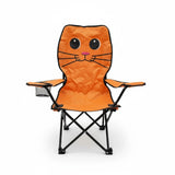 Kinderstuhl Campingstuhl Anglerstuhl Klappbar Affe Forsch Elefant Katze Getränkehalter - Katze orange - Campingstuhl
