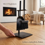 Kleines Kaminbesteck Schwarz – Platzsparendes Kaminzubehör mit Schaufel & Feger | Metall | 35 cm - Kaminbesteck