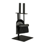 Kleines Kaminbesteck Schwarz – Platzsparendes Kaminzubehör mit Schaufel & Feger | Metall | 35 cm - Kaminbesteck