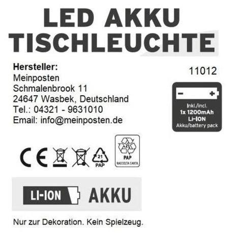 Lampe LED ohne Kabel Touch Tischleuchte Tischlampe Leuchte kabellos dimmbar - Lampe