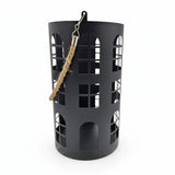 Laterne XXL Windlicht rund Haus schwarz weiß 40 cm Metall Kerzenhalter Industrial - Schwarz mittel 21x35 cm - Laterne