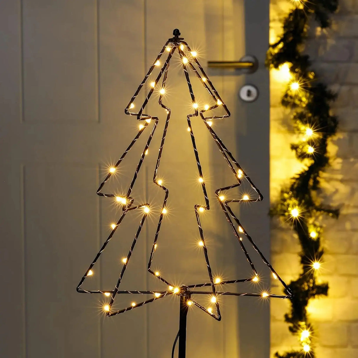 LED Gartenstecker Tannenbaum Weihnachtsbeleuchtung Beleuchtung Timer warmweiß - LED Gartenstecker