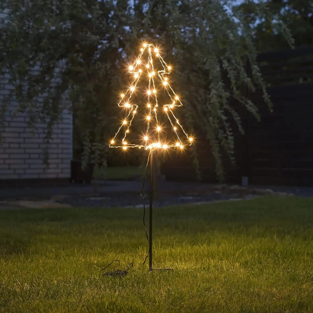 LED Gartenstecker Tannenbaum Weihnachtsbeleuchtung Beleuchtung Timer warmweiß - LED Gartenstecker