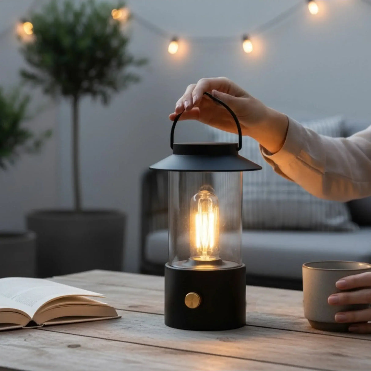 Leuchte Lampe Campinglampe stufenlos Dimmbar LED schwarz Laterne AKKU USB - Leuchte Touch
