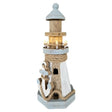 Leuchtturm beleuchtet Holz LED Deko Dekoration Maritim Anker Strand Meer H 24 cm - Leuchtturm