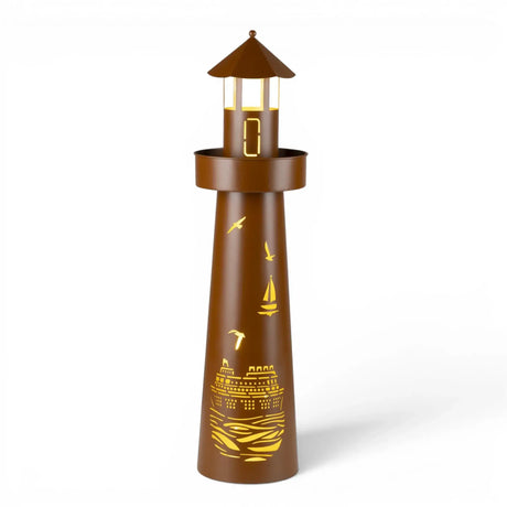 Leuchtturm LED Rostoptik Pflanzturm Pflanzschale Maritim Gartenbeleuchtung 80x20 cm - Leuchtturm