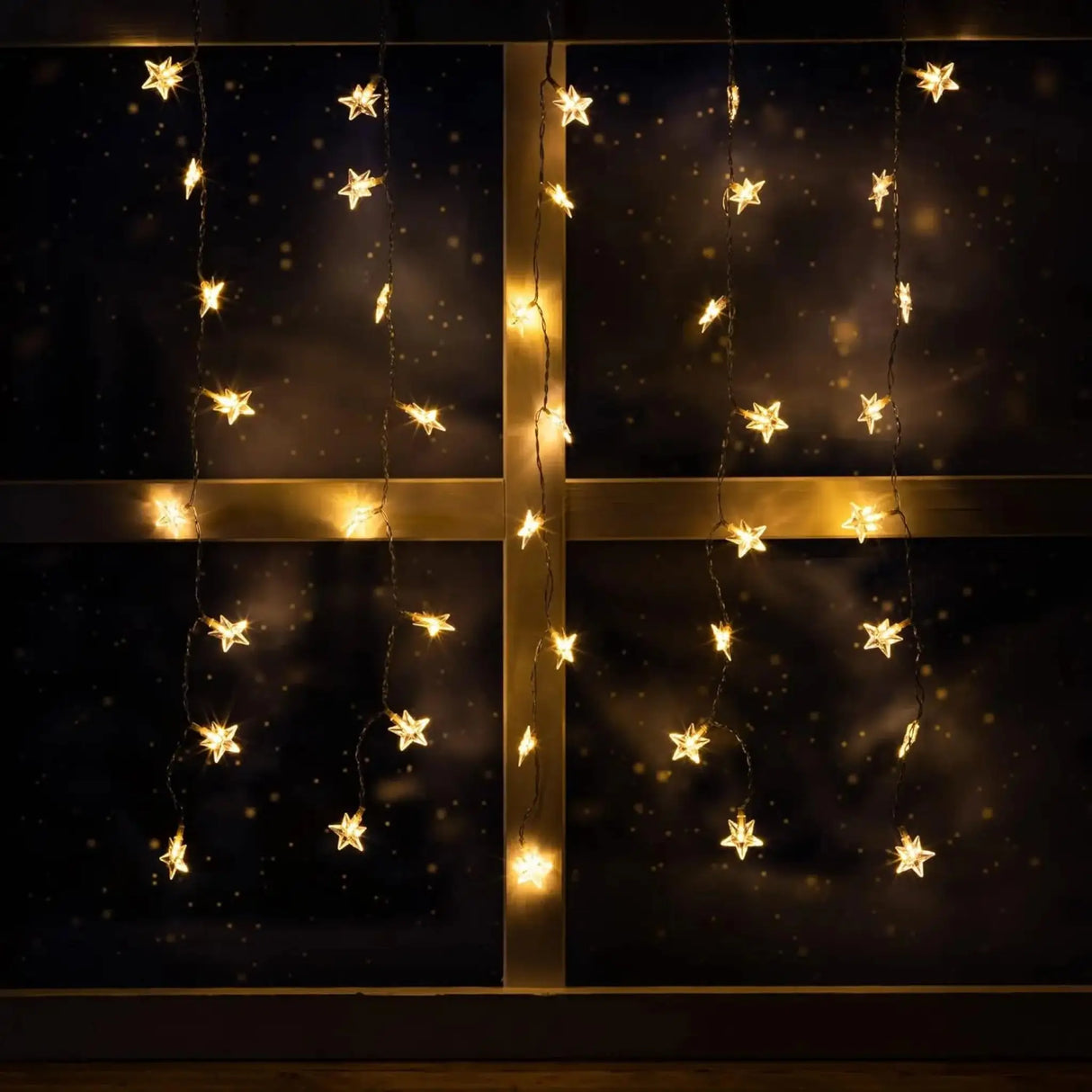 Lichterkette Sternenvorhang LED warmweiß Lichtervorhang 80x60cm Batterie Timer - Lichterkette LED