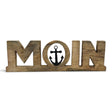 Moin Schriftzug 50 cm aus Mangoholz mit Anker – maritime Deko - Aufsteller