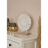 Ornament mit Sockel Aufsteller Holzbild Schabby Vintage Blumenmuster Rund Ø 23cm - Holz Ornament