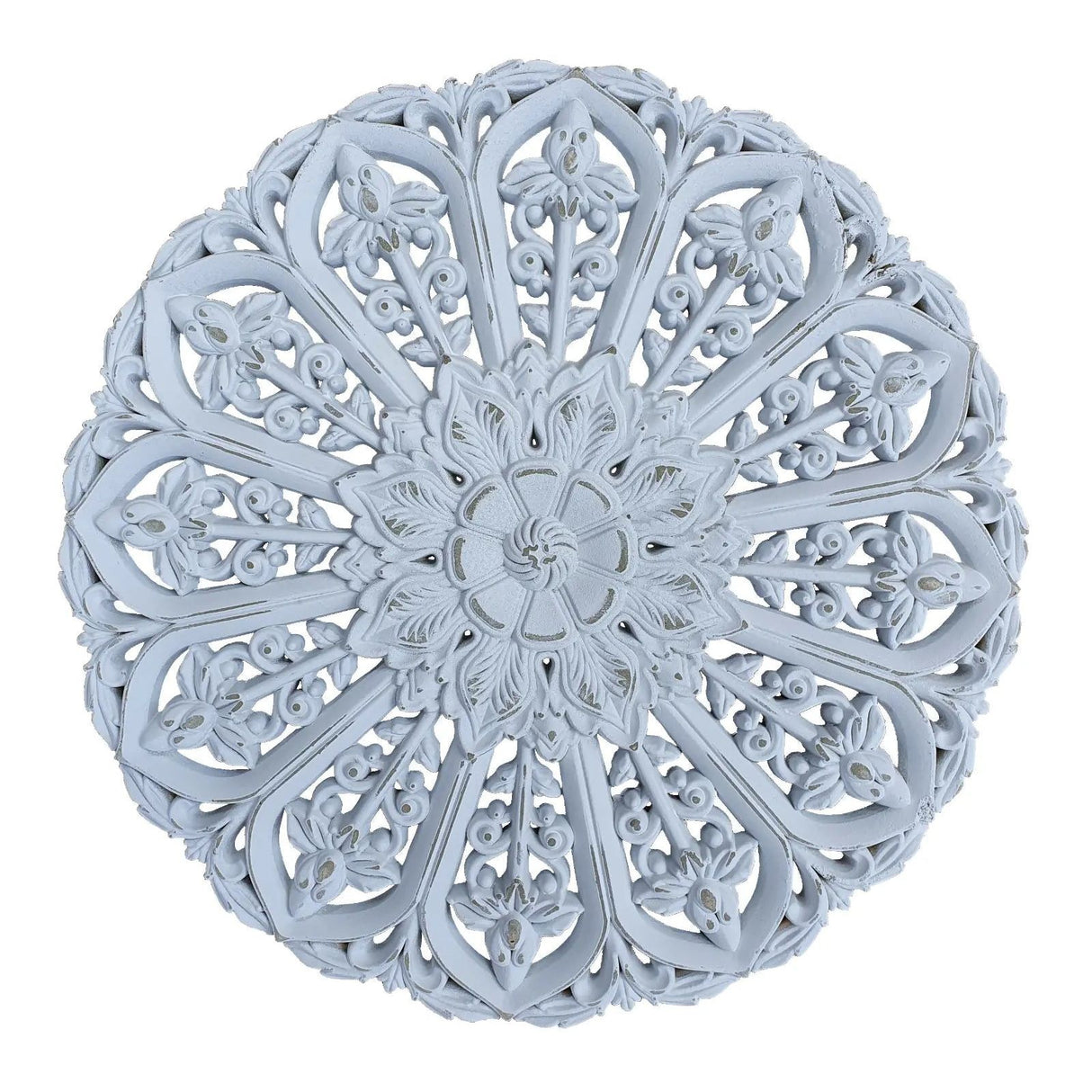 Ornament Holzbild Wandornament Holz shabby weiß Landhaus Dekoration Mandala Deko