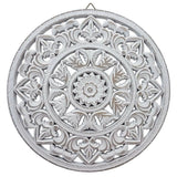 Ornament Holzbild Wandornament Holz shabby weiß Landhaus Dekoration Mandala Deko