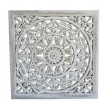 Ornament Holzbild Wandornament Holz shabby weiß Landhaus Dekoration Mandala Deko