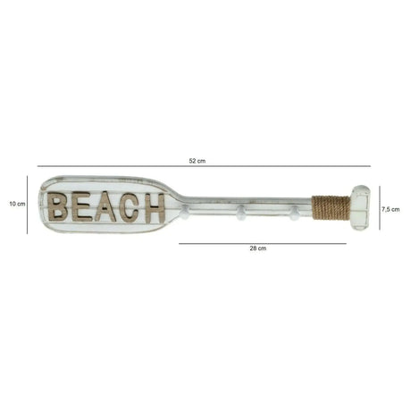 Paddel Hakenleiste 3 Haken weiß Holz Garderobe Dekopaddel Holzpaddel 52 cm BEACH - Deko Paddel
