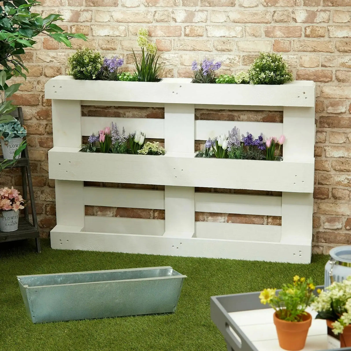 Pflanzkästen für Palette Paletten Pflanzkasten Palettenbeet Blumenkasten Kästen(Zink 2 Stück) - Pflanzkästen