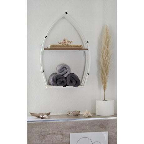 Regal Boot Weiß Wandregal Maritim Metall MDF-Holz 48x32x12 cm Dekoregal Shabby - Wandregal