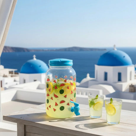 Saftspender Getränkespender mit Zapfhahn 3,75 Liter Kunststoff Wasserspender Melone - Getränkespender