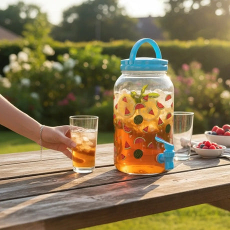 Saftspender Getränkespender mit Zapfhahn 3,75 Liter Kunststoff Wasserspender Melone - Getränkespender