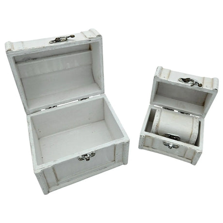 Schatzkiste Holzkiste mit Deckel Kiste weiß braun kleine Schatztruhe 3er Set - Holzkiste mit Deckel