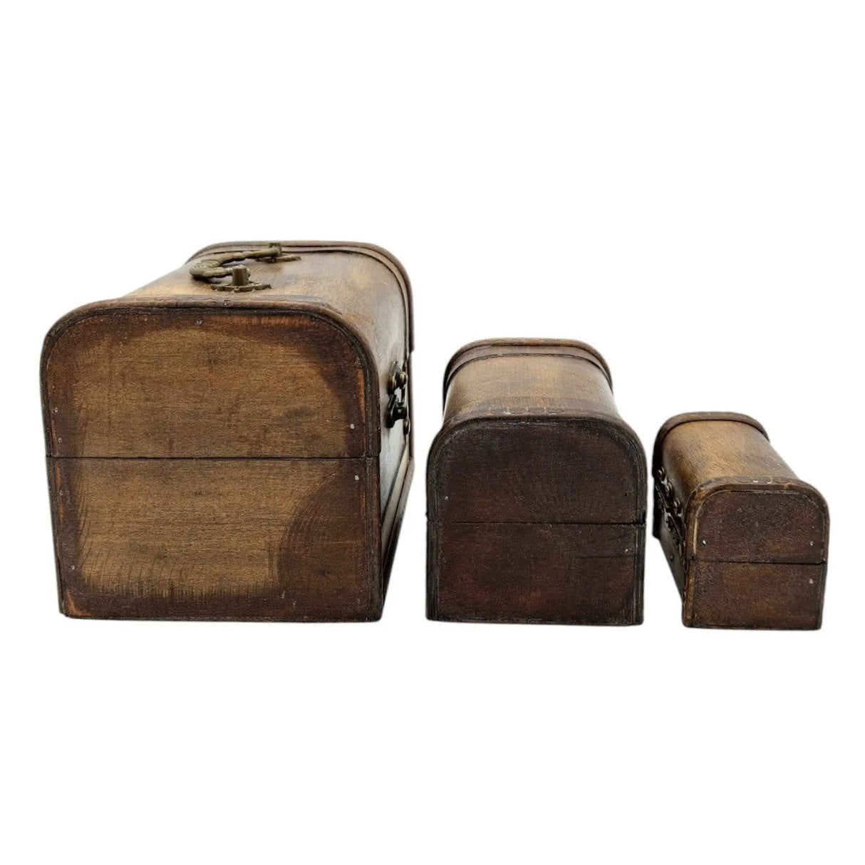 Schatzkiste Holzkiste mit Deckel Kiste weiß braun kleine Schatztruhe 3er Set - Holzkiste mit Deckel
