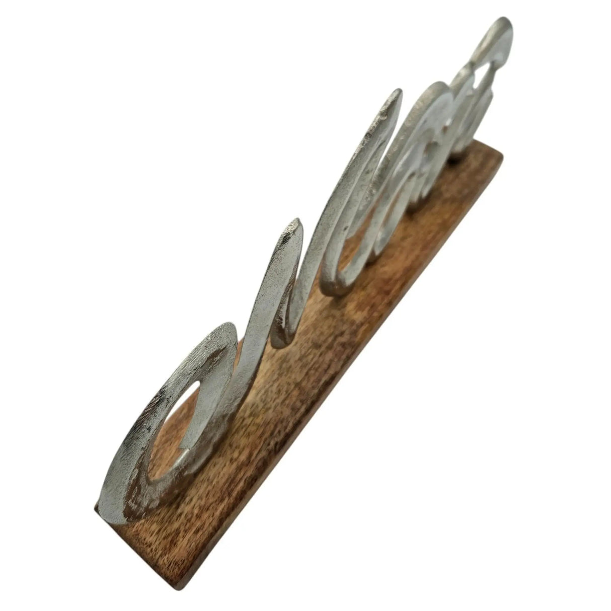 Schriftzug Moin Möwe Dekoschriftzug Mangoholz Schild Aluminium Holz Silber 33 cm - Schriftzug