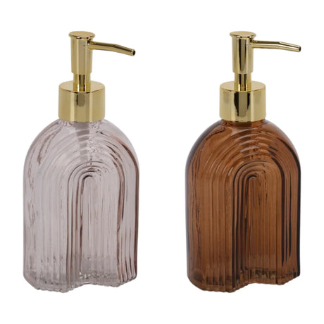 Seifenspender Retro braun beige gold Glas Pumpkopf Flüssigseifenspender 19 cm - Seifenspender