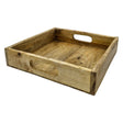 Serviertablett Dekotablett Mangoholz braun Natur Massiv Griff Schale eckig Holz - Klein 24x24 cm - Dekotablett