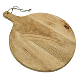 Serviertablett rund mit Griff Mangoholz 30 cm Dekotablett Schneidebrett - Serviertablett