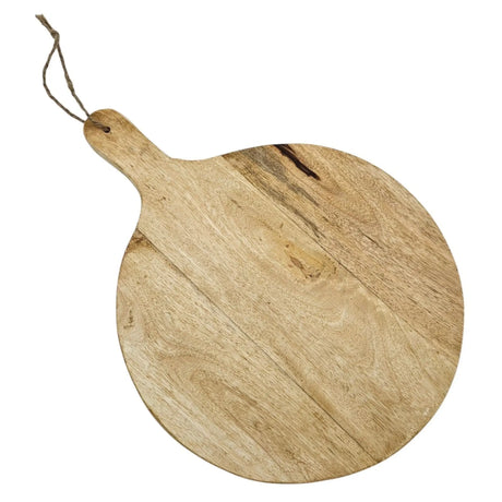 Serviertablett rund mit Griff Mangoholz 30 cm Dekotablett Schneidebrett - Serviertablett