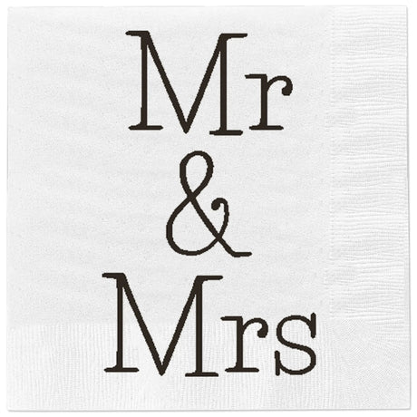 Servietten Mr & Mrs Hochzeit Papierservietten Feier Fest 80 Stück weiß 33x33 cm - Servietten