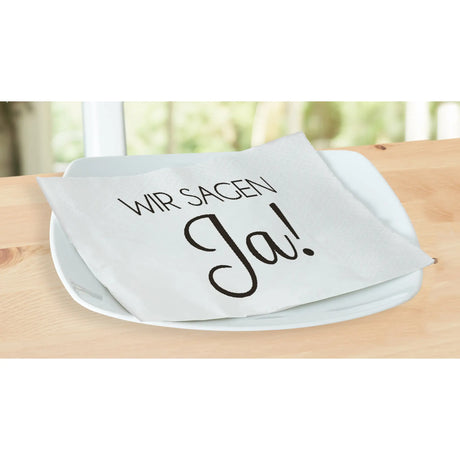 Servietten Wir sagen Ja 60 Stück Hochzeit Feier Fest Tischdeko 33x33 cm weiß - Servietten