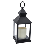 Laterne LED mit Timer batteriebetrieben flackerndes Licht Windlicht schwarz Deko