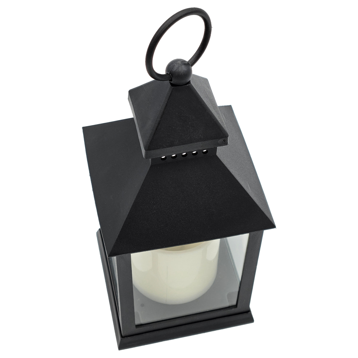 Laterne LED mit Timer batteriebetrieben flackerndes Licht Windlicht schwarz Deko