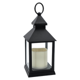 Laterne LED mit Timer batteriebetrieben flackerndes Licht Windlicht schwarz Deko