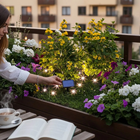 Solarlampen Solarleuchten Gartenbeleuchtung Pflanzenstrahler Balkon Kübel Garten 10x LED - Pflanzenstrahler