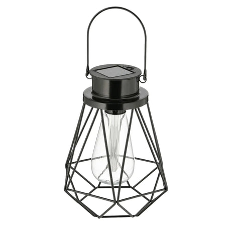 Solarleuchte Außen schwarz Metall stehend hängend Gartenbeleuchtung warmweiß LED - Solarleuchte